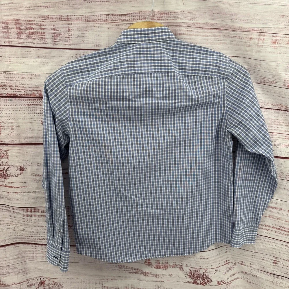 UNTUCKit Shirt Mens Large Blue Gingham Check Wrinkle Free‎ Cotton Button Down